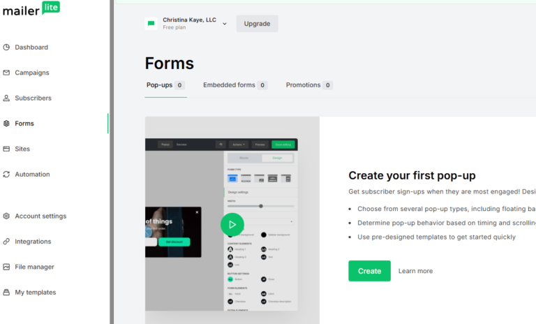 mailerlite free trial for authors